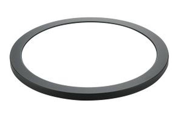 Kreisförmiger, flacher, schwarzer Ring auf weißem Hintergrund.