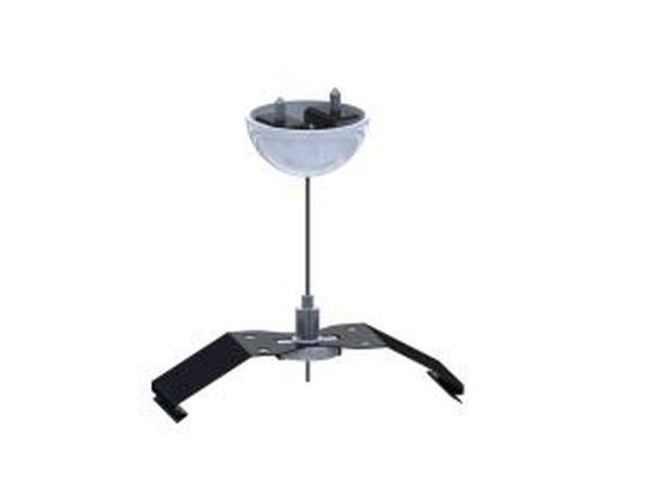 Ein höhenverstellbarer Standfuß mit Metallbasis, geeignet für den Einsatz im Bauwesen zur Nivellierung von Bodenflächen.