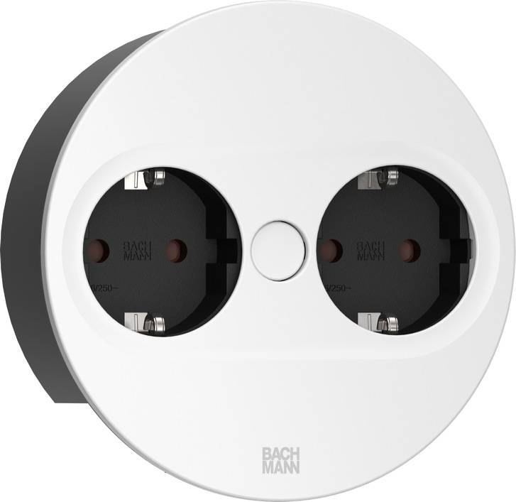 Bachmann 946.200, 2 x Type F, Desktop eingebettet, 4 cm, Edelstahl, Metall, Kunststoff, IP20