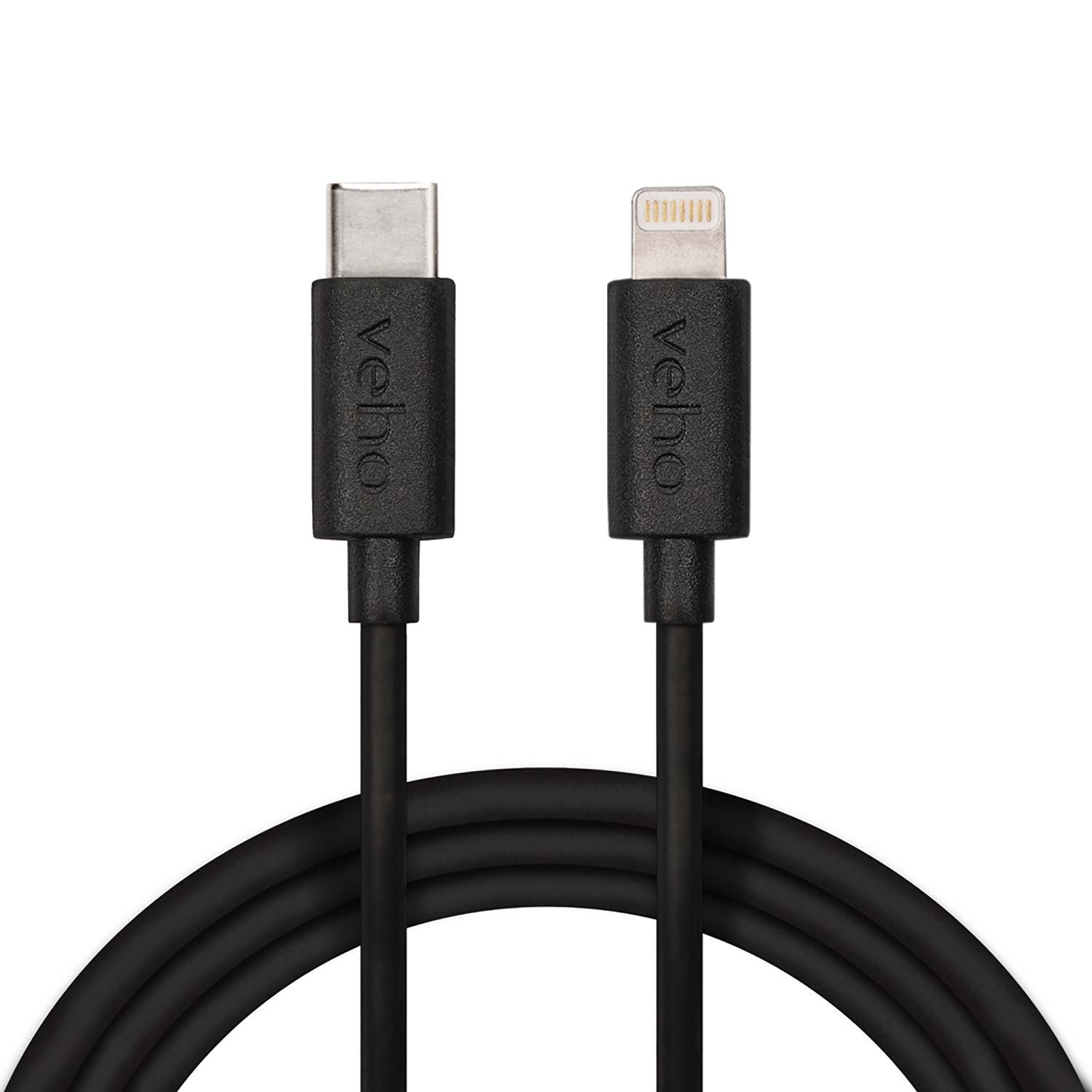 Veho VCL-005-MFI-C-1M, 1 m, Lightning, USB C, Männlich, Männlich, Schwarz