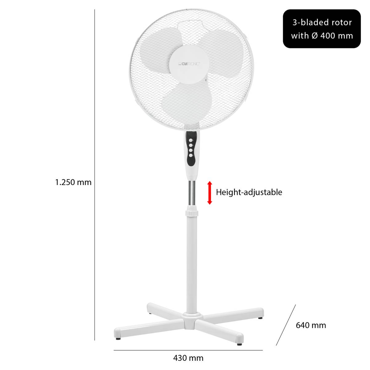 Clatronic Standventilator VL 3603 S weiß, Ventilator, 30 cm