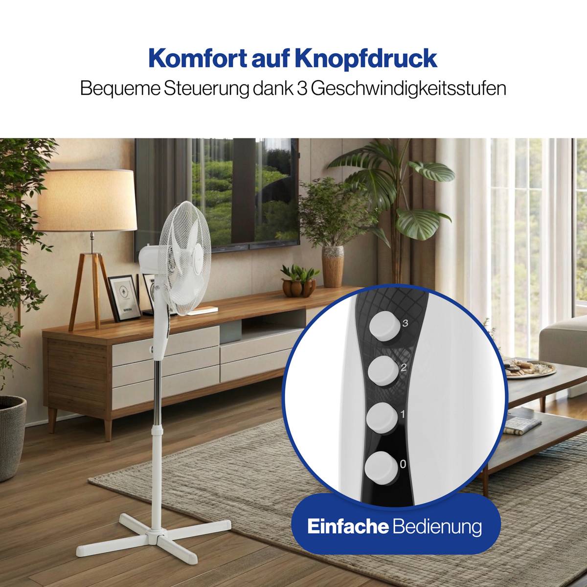 Clatronic Standventilator VL 3603 S weiß, Ventilator, 30 cm