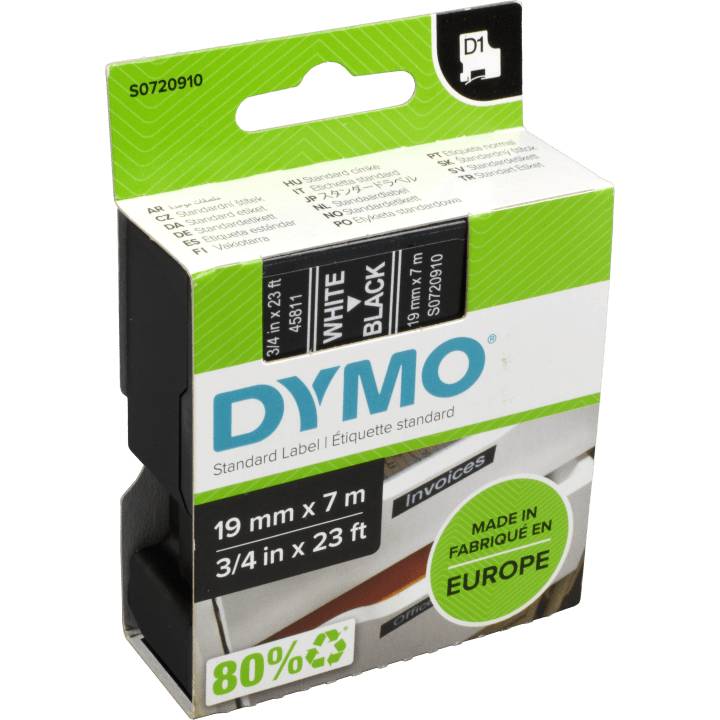 Dymo Label Band D1 45811 (S0720910) weiß auf schwarz 19mm x 7m