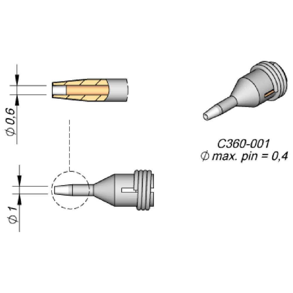 JBC Entlötspitze Serie C360, C360006/Ø 1,5 mm, Außen-Ø 3,0 mm, Pincleaning