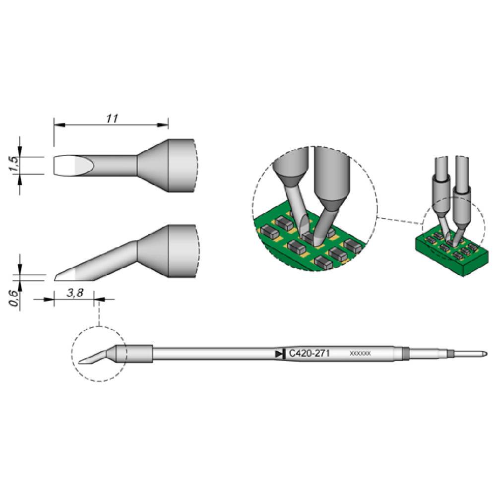 Lötspitze für Chip, abgeschrägt 2,6 mm, C420272