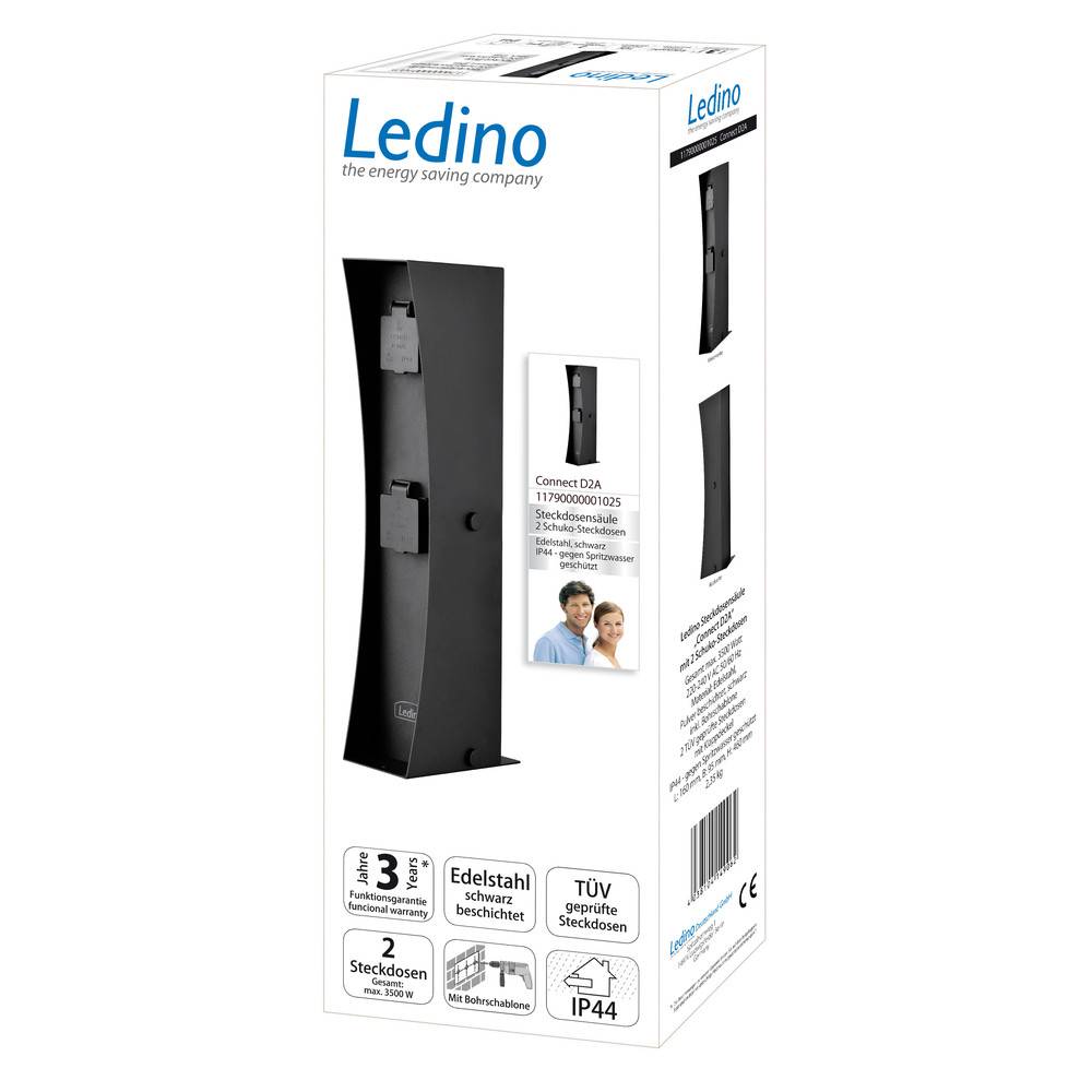 Ledino Deutschland GmbH I Steckdosensäule LB20 anthrazit 2 Steckd.