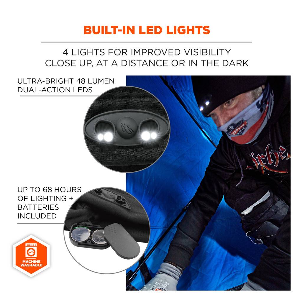 Ergodyne Fleecemütze N-Ferno 6804, mit 4 LEDs, lime
