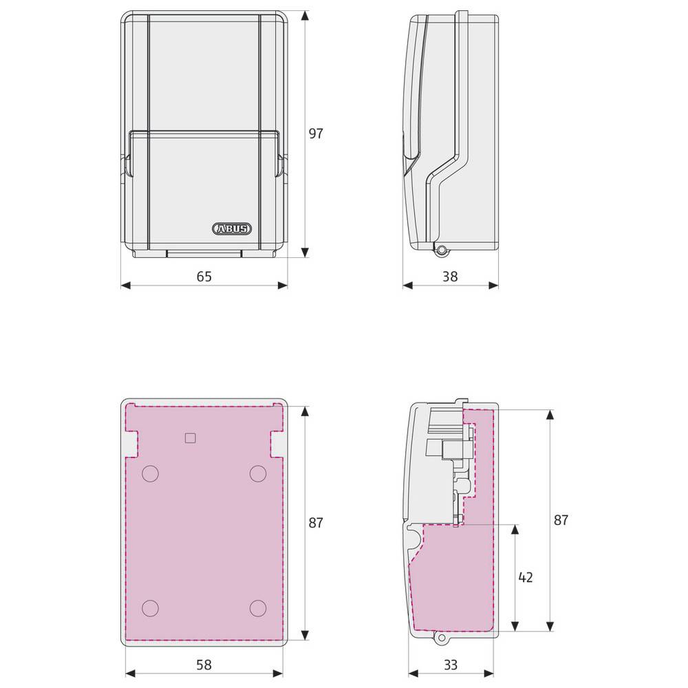 ABUS Schlüsselbox mit Zahlenschloss KeyGarage MIni 727 grau