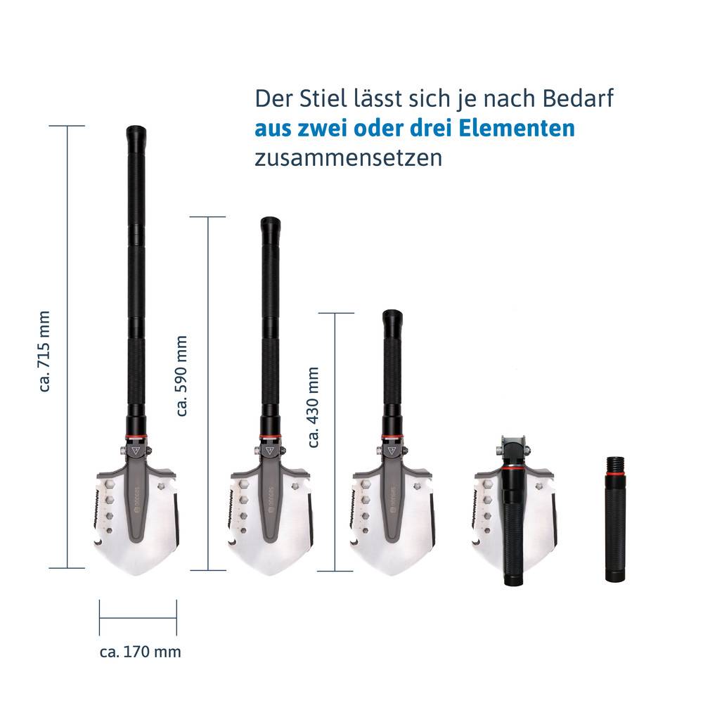 Dönges Multifunktionaler Klappspaten All-in-One, in Camouflage Tasche