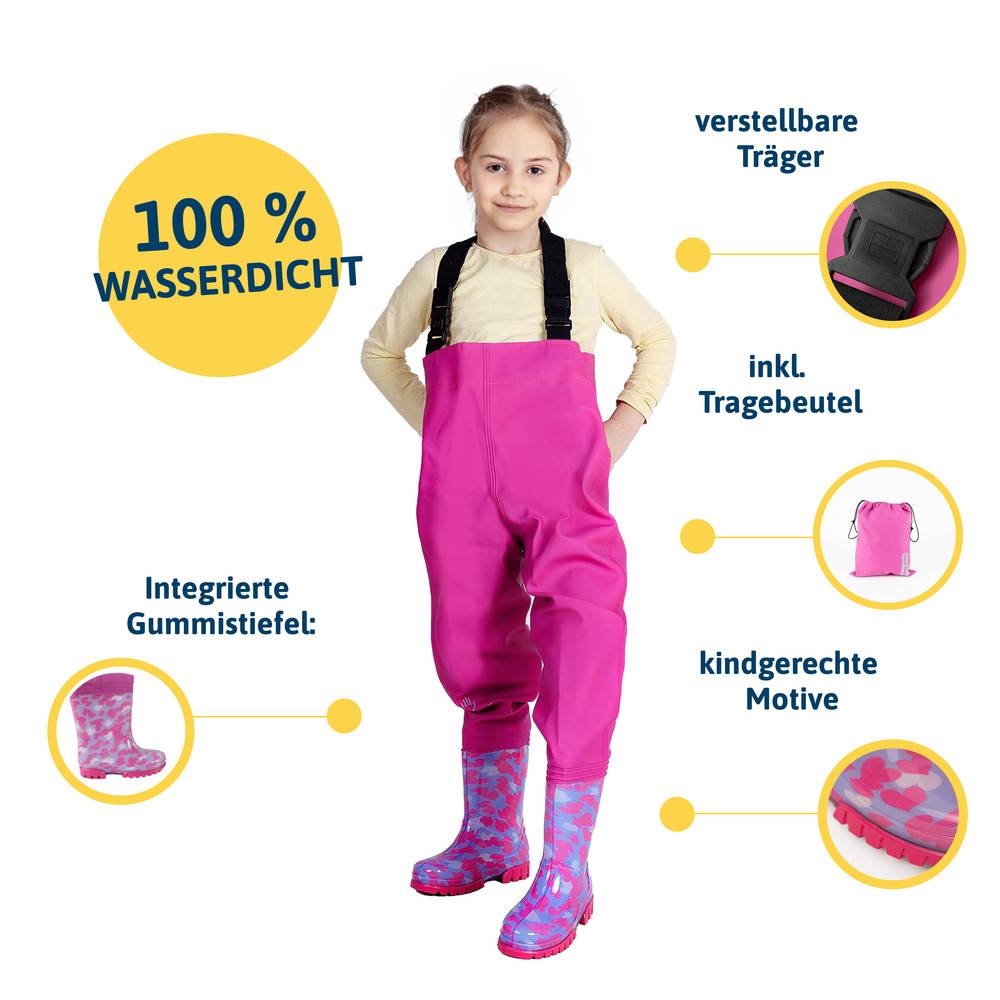 Dönges Kinder-Wathose, EN 343, pink, Größe 28/29