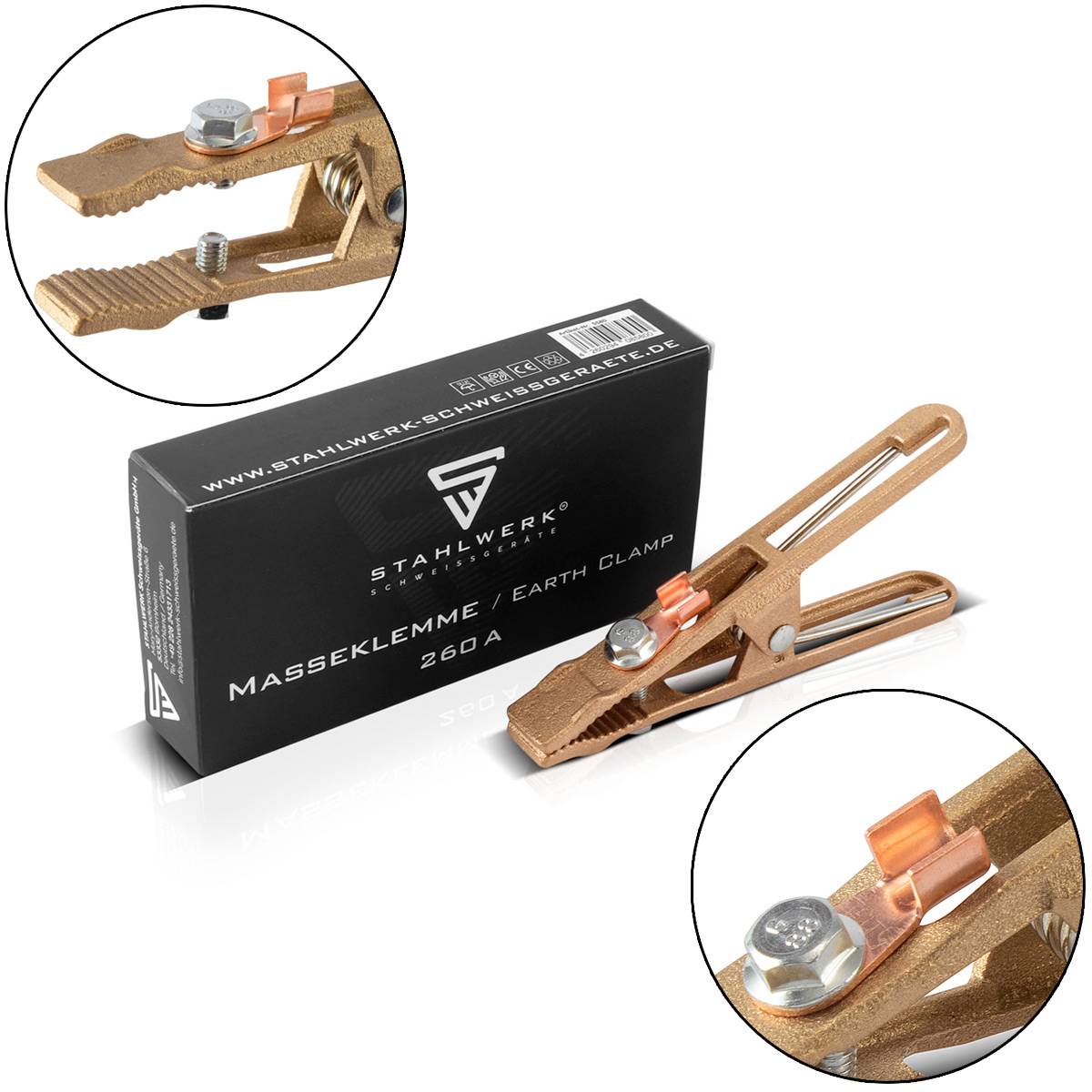 STAHLWERK Masseklemme Massezange und Erdungsklemme belastbar bis 260A