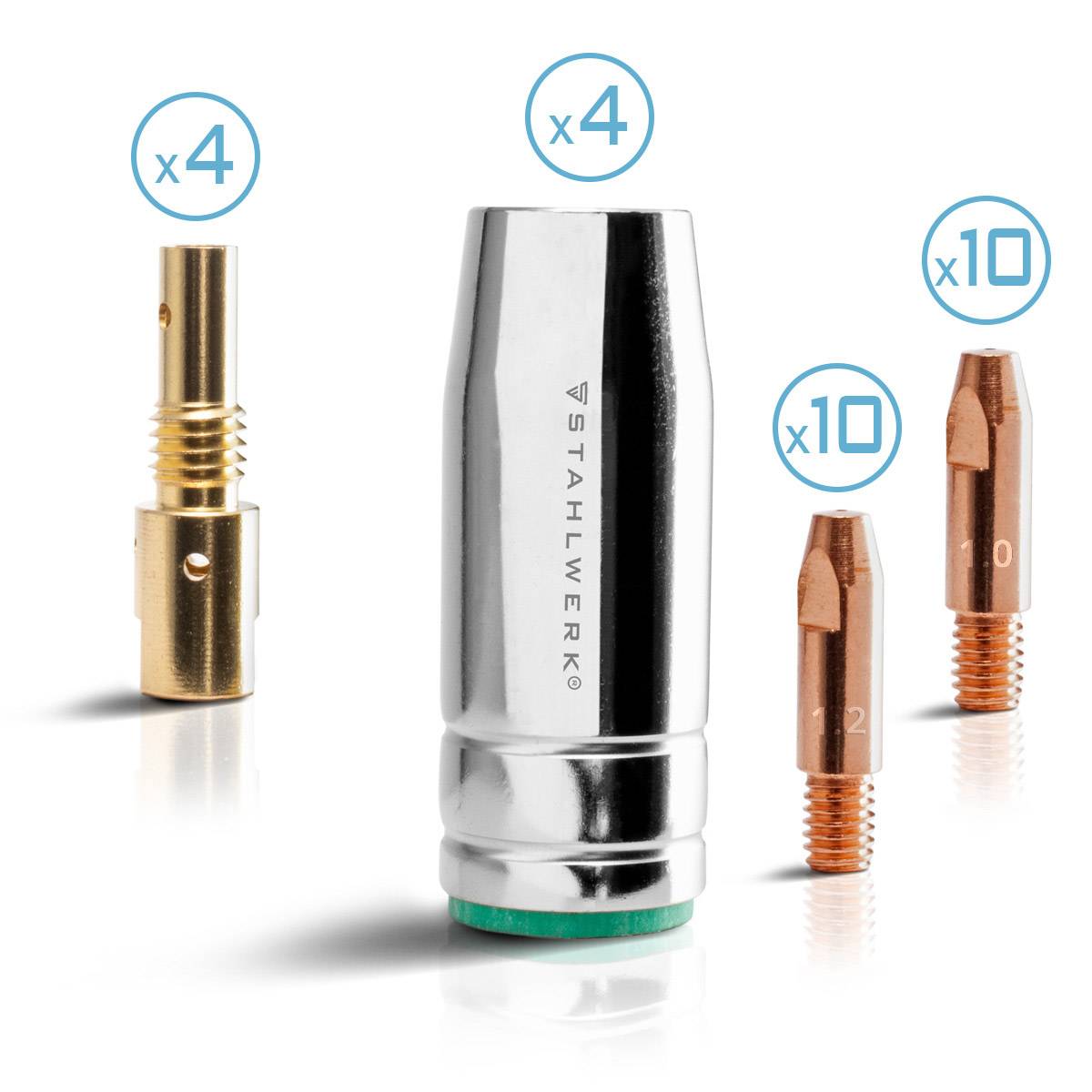 STAHLWERK Verschleißteile Set 28-teilig MIG MAG Alu für AK25/MB25 Schweißbrenner