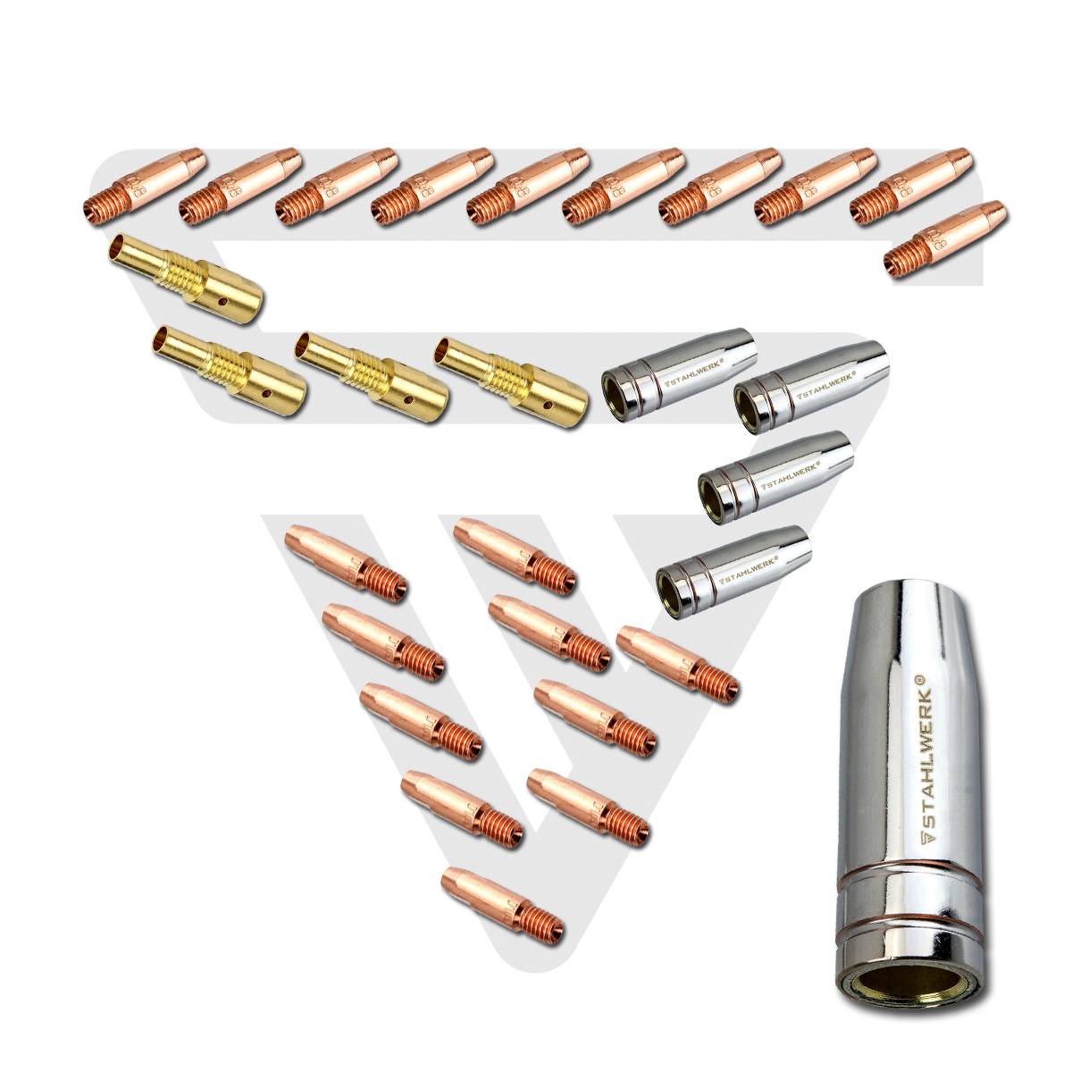 STAHLWERK Verschleißteile MIG MAG 28 Teile für Schweißbrenner 25AK/MB25