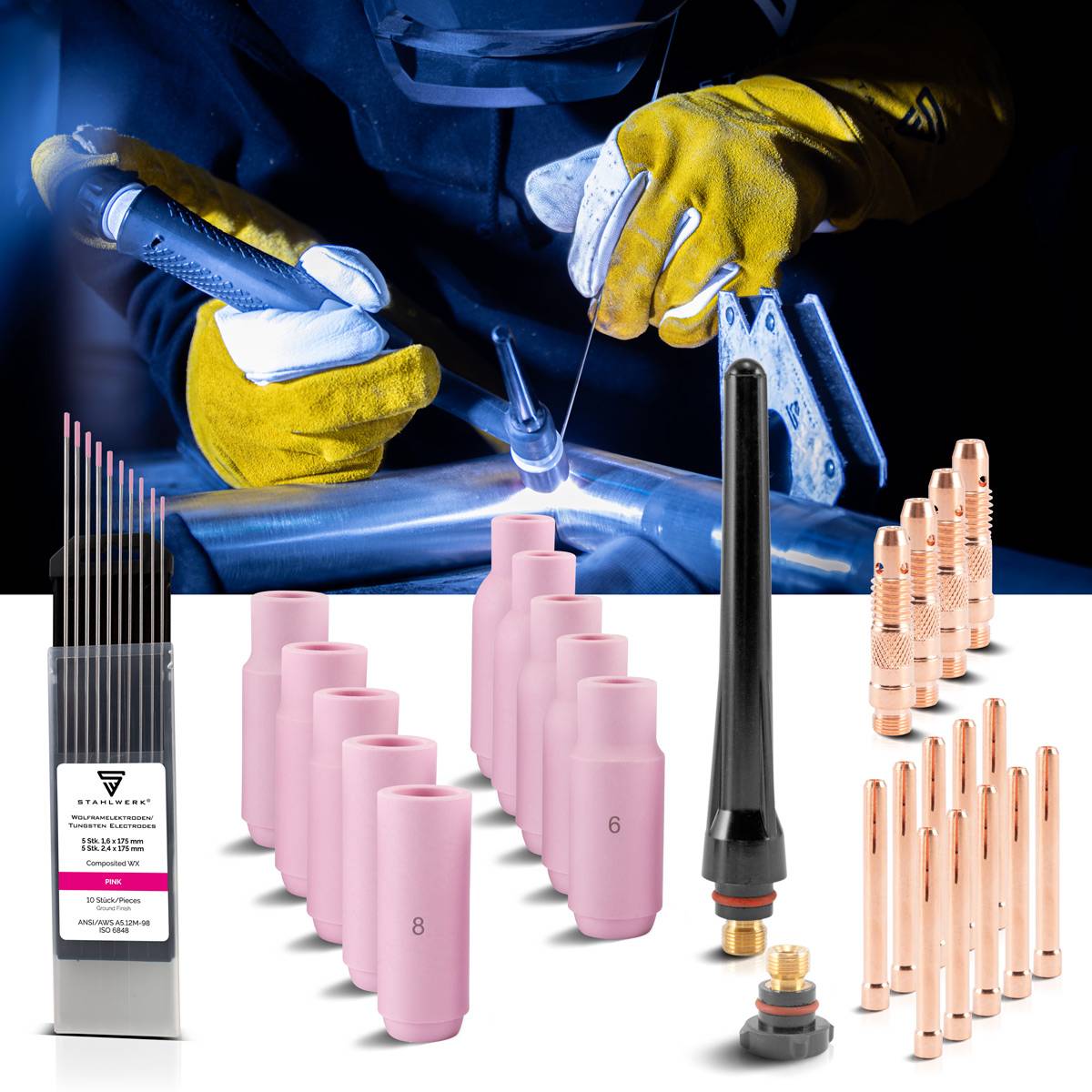 STAHLWERK WP-26 WIG Schweißzubehör Set 36-teilig