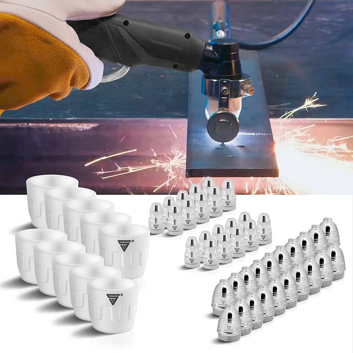 STAHLWERK Verschleißteile Set 50 Teile für Plasmaschneidbrenner P 80