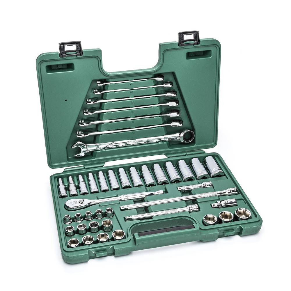 SATA Steckschlüssel-Satz, 3/8", mit Ratschen-Ringmaulschlüsseln, 42-teilig