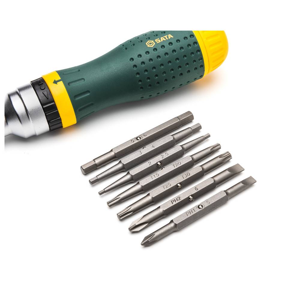 SATA Ratschenschraubendreher mit Bit-Magazin, 16-in-1
