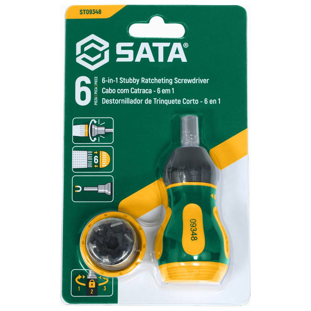 SATA Stubby-Ratschenschraubendreher mit Bit-Magazin, 6-teilig