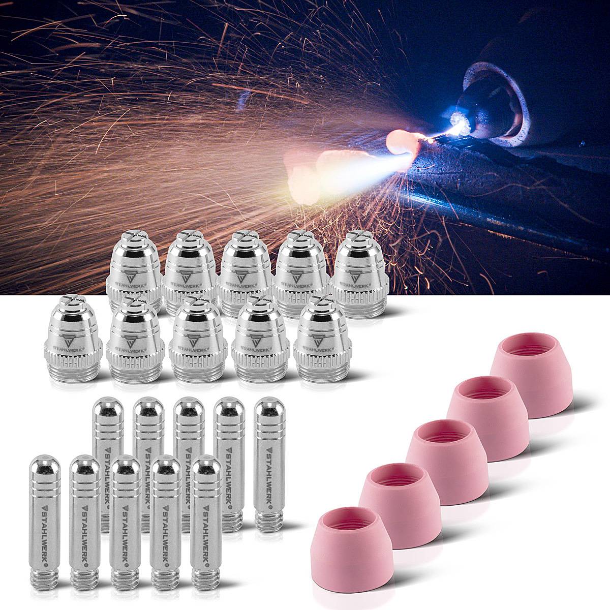 STAHLWERK Verschleißteile für Plasmabrenner AG 60 SG 55 Zubehör 25 Teile