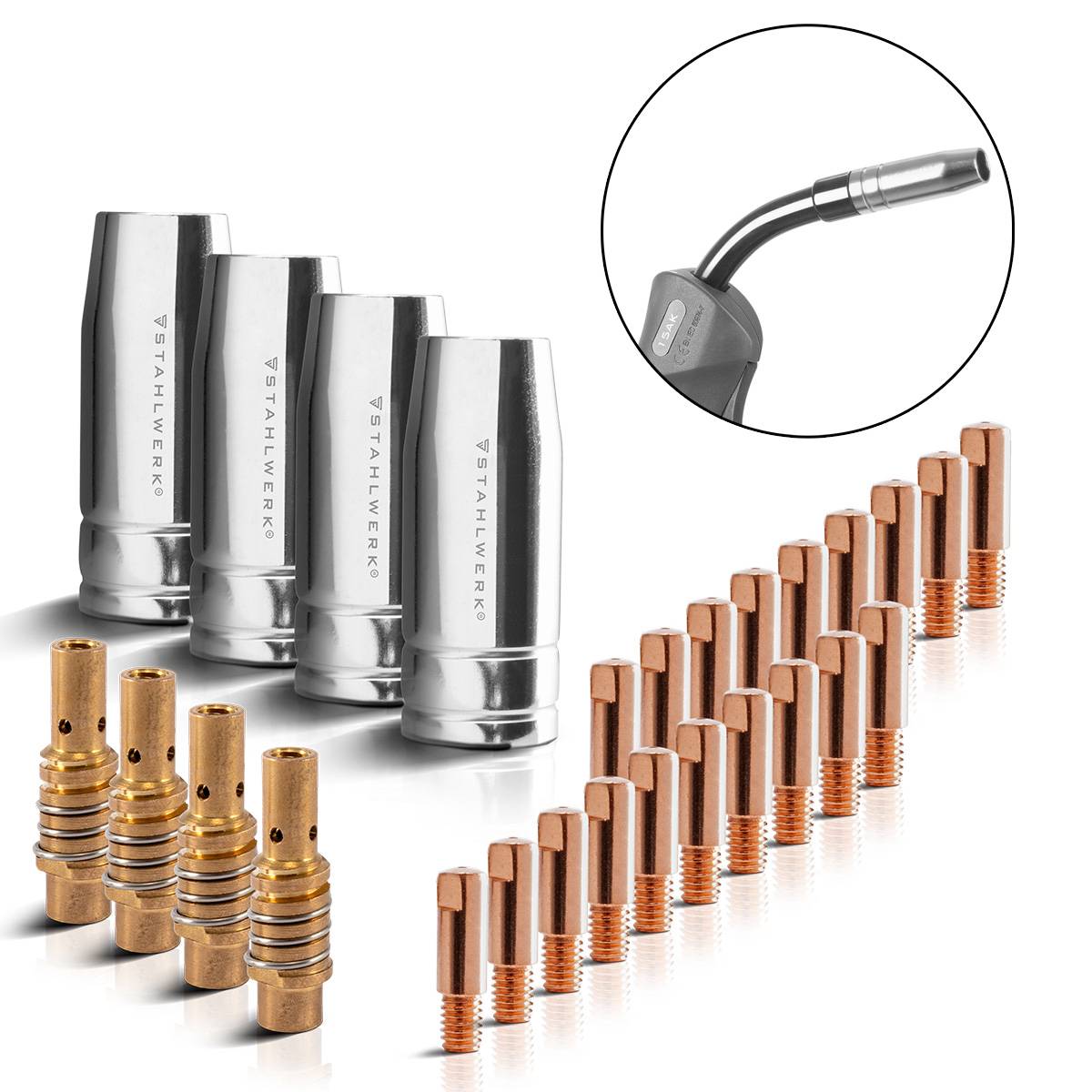 STAHLWERK Verschleißteile MIG MAG 28-tlg AK15/MB15 AK14/MB14 Schweißbrenner