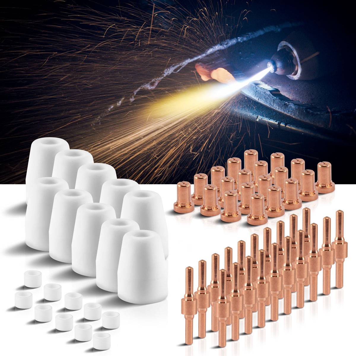 STAHLWERK Verschleißteile Set 60 Teile für Plasmaschneider PT-31 Plasmazubehör