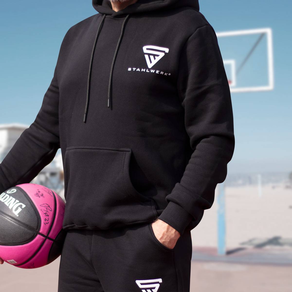 STAHLWERK Hoodie Schwarz Kapuzen-Pullover Größe M 100% Baumwolle