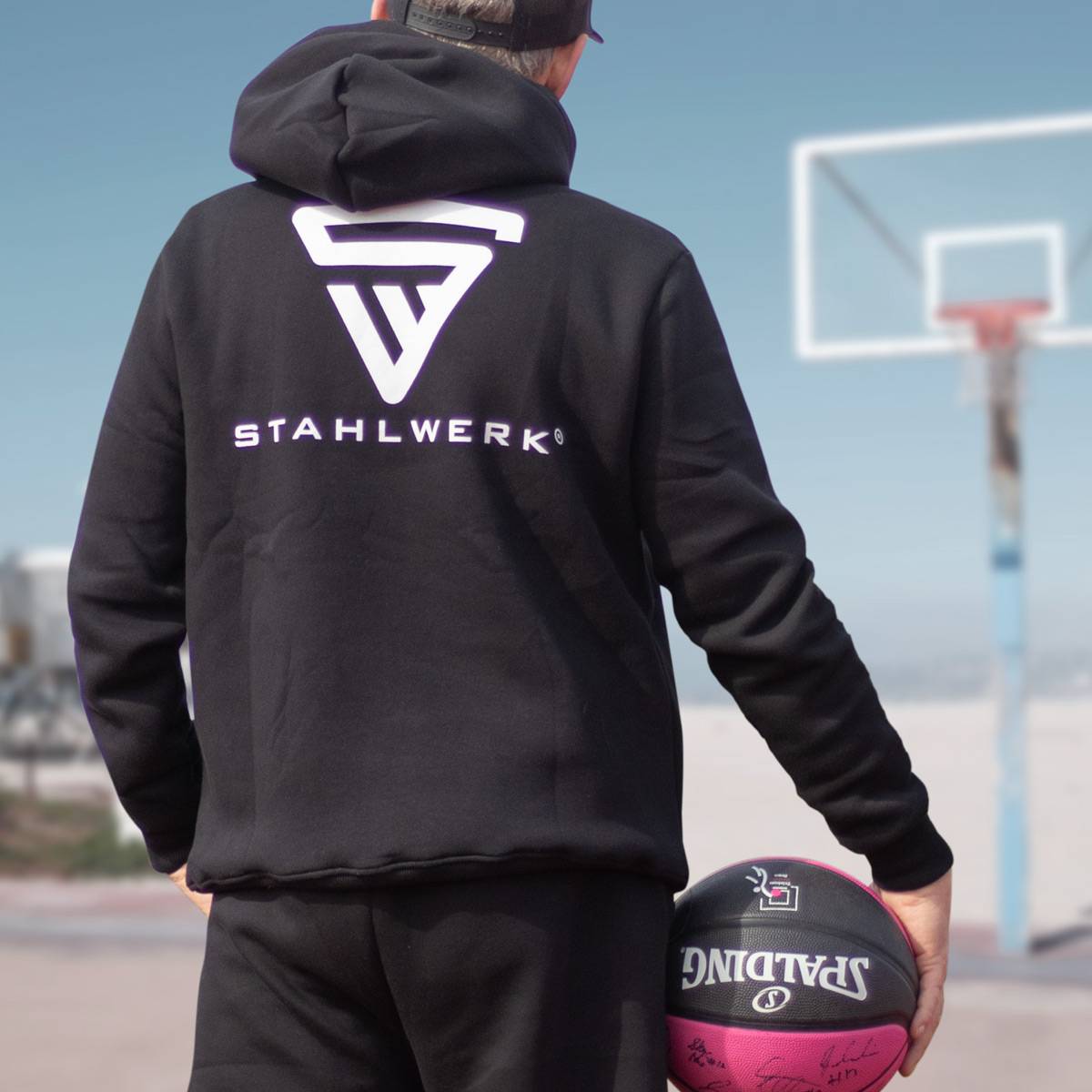 STAHLWERK Hoodie Schwarz Kapuzen-Pullover Größe M 100% Baumwolle