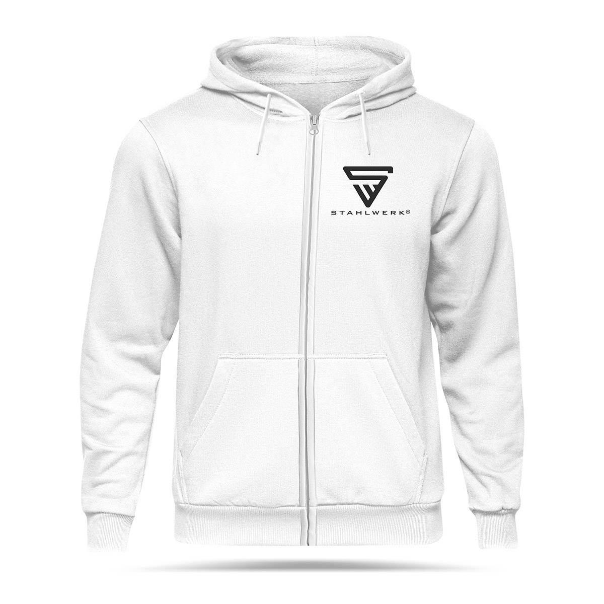 STAHLWERK Hoodie Kapuzenpullover Kapuzenpulli mit Reißverschluss Weiß Größe XXL