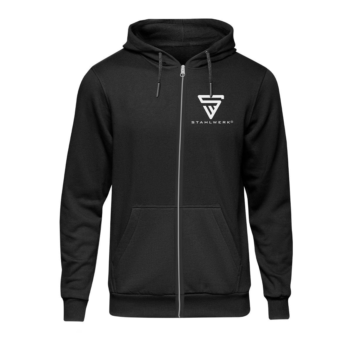 STAHLWERK Hoodie Kapuzenpullover Kapuzenpulli mit Reißverschluss in Schwarz Gr.M