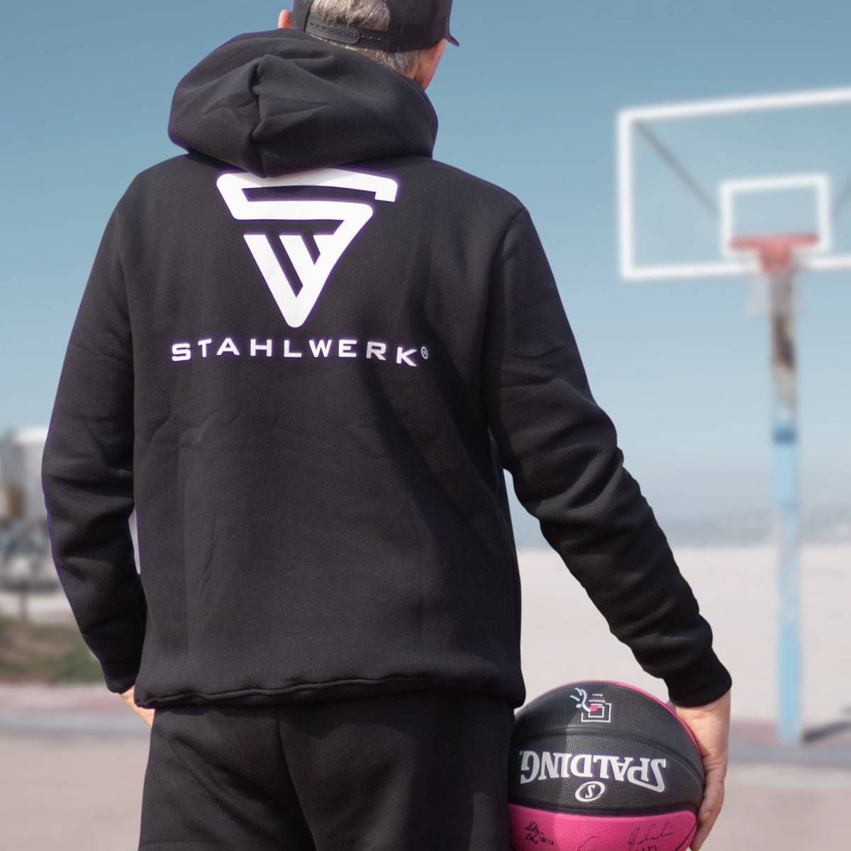 STAHLWERK Hoodie Kapuzenpullover Kapuzenpulli mit Reißverschluss in Schwarz Gr.M