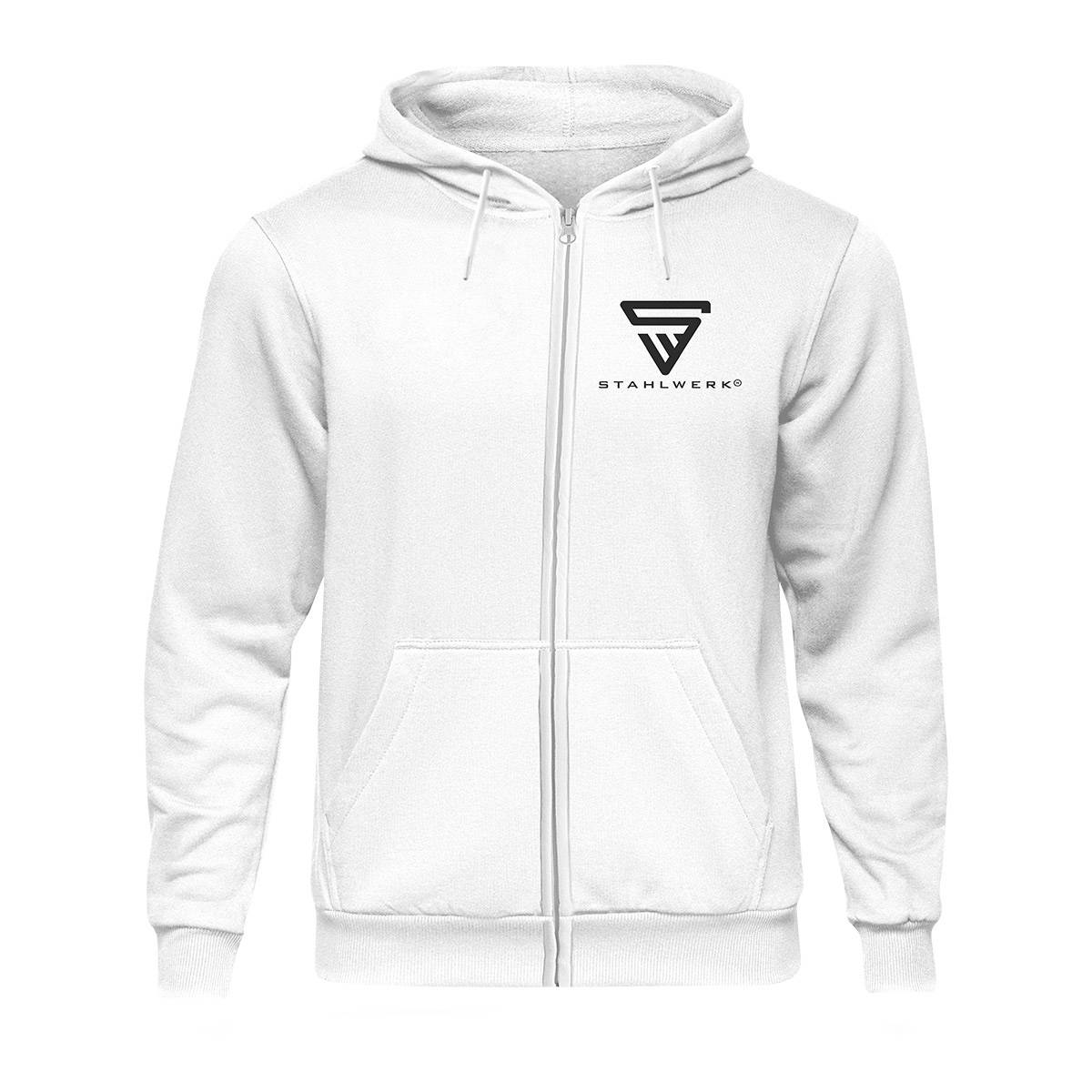 STAHLWERK Hoodie Kapuzenpullover Kapuzenpulli mit Reißverschluss in Weiß Größe L