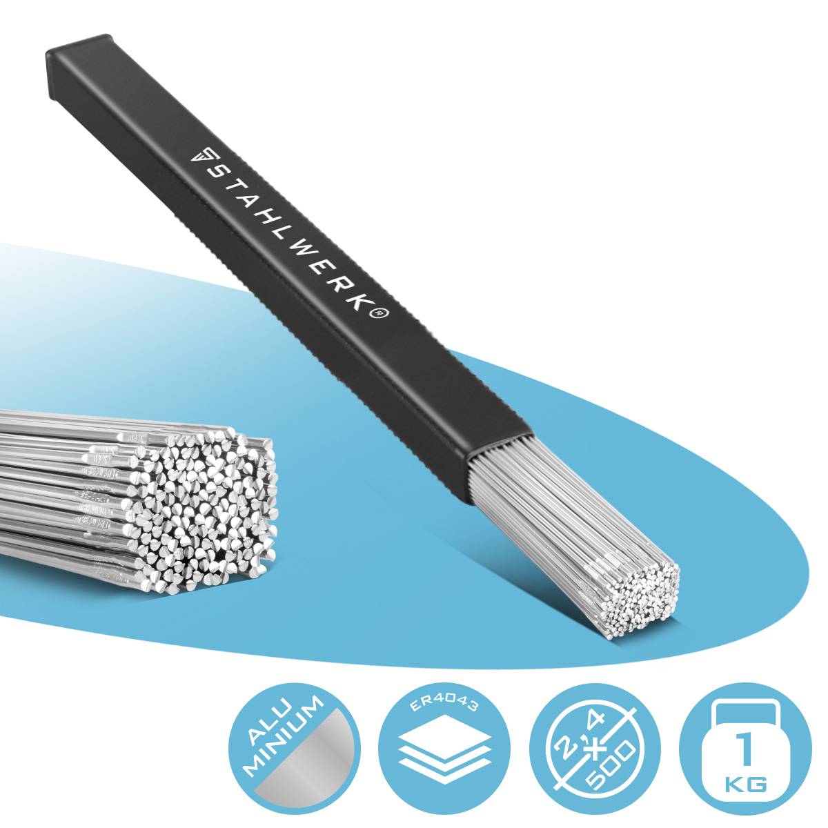 STAHLWERK Schweißstäbe WIG ER4043Si5 Aluminium hochlegiert Ø 2,4x 500 mm 1kg