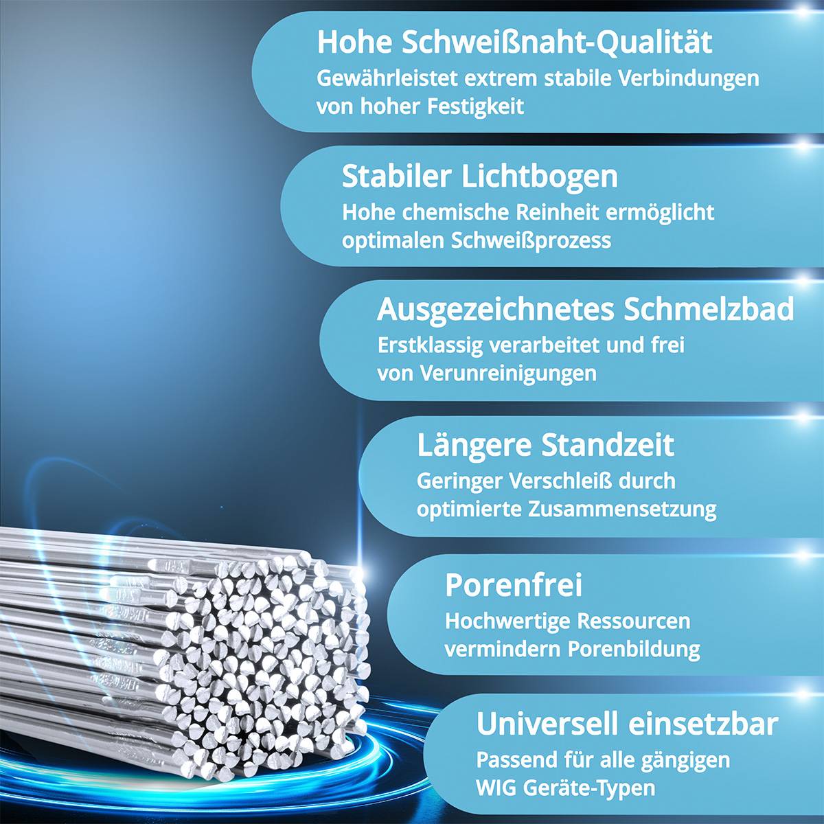 STAHLWERK Schweißstäbe WIG ER4043Si5 Aluminium hochlegiert Ø 2,4x 500 mm 1kg