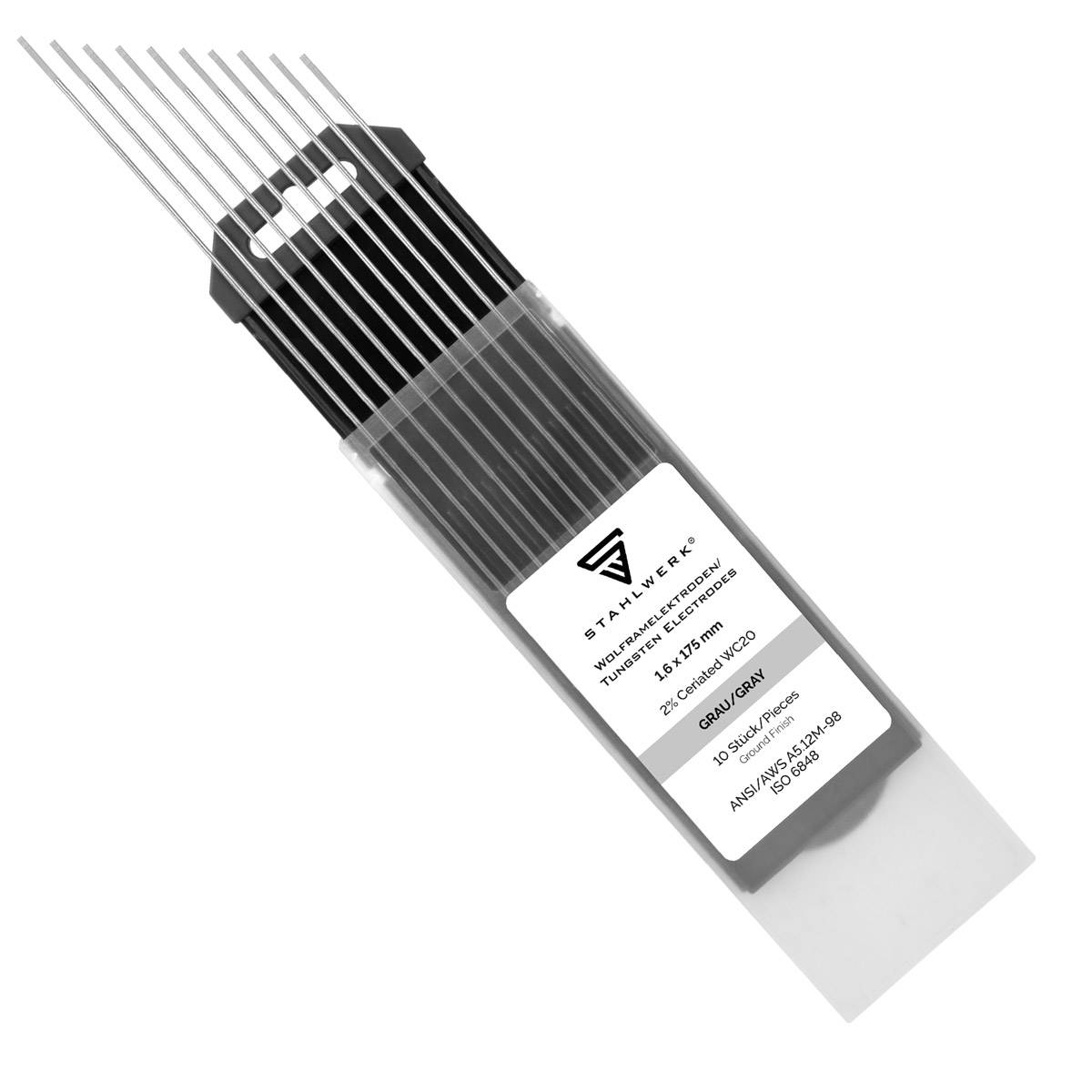 STAHLWERK Wolframelektroden / Schweißelektroden WC20 grau 1,6 x 175 mm 10er Set