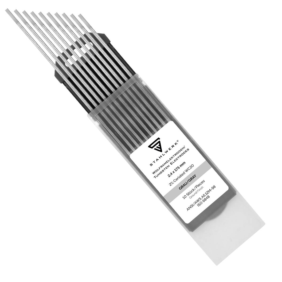 STAHLWERK Wolframelektroden / Schweißelektroden WC20 grau 2,4 x 175 mm 10er Set