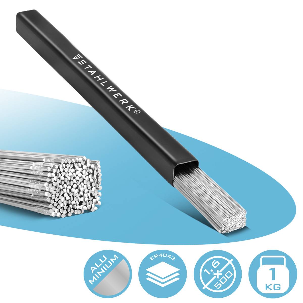 STAHLWERK Schweißstäbe WIG Zusatz ER4043Si5 Aluminium 1,6 mm x 500 mm 1 kg
