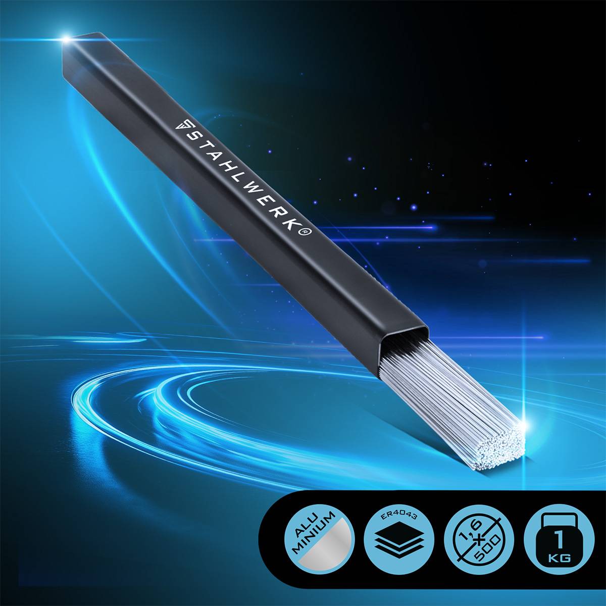 STAHLWERK Schweißstäbe WIG Zusatz ER4043Si5 Aluminium 1,6 mm x 500 mm 1 kg