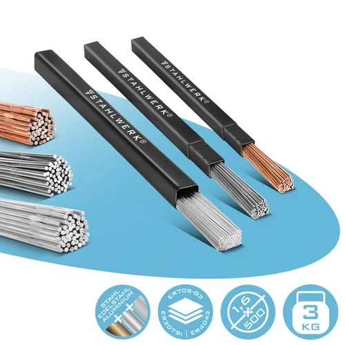 STAHLWERK Schweißstäbe Set ER70S-G3, ER307Si, ER4043Si5 Ø 1,6 x 500 mm je 1kg STAHLWERK Schweißstäbe Set ER70S-G3, ER307Si, ER4043Si5 Ø 1,6 x 500 mm je 1kg
