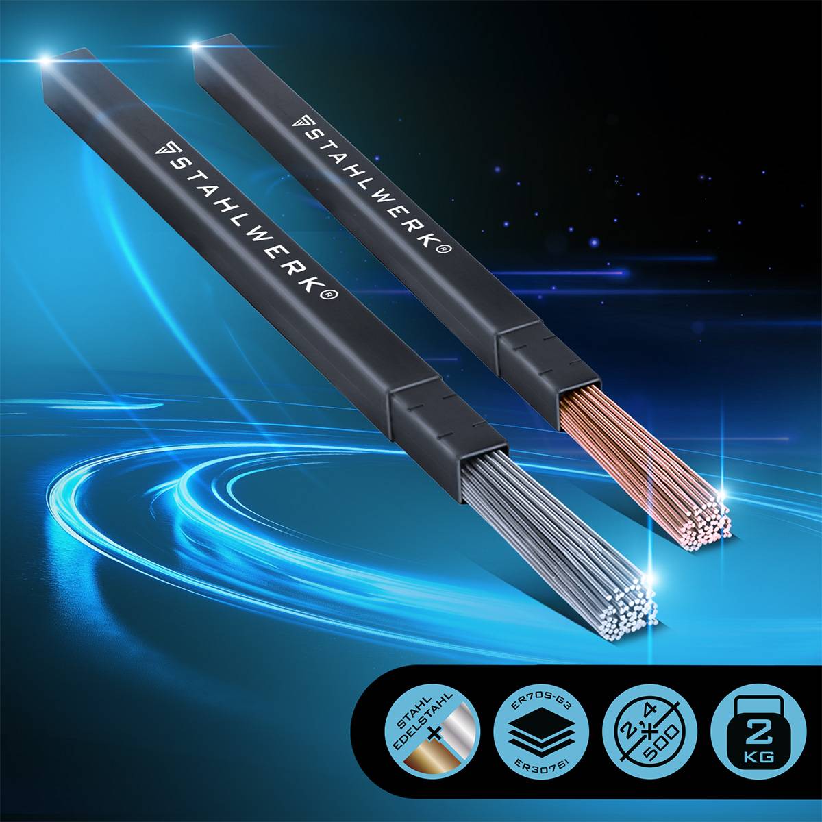 STAHLWERK Schweißstäbe Set ER70S-G3 & ER307Si Ø 2,5/2,4 x 500 mm je 1 kg