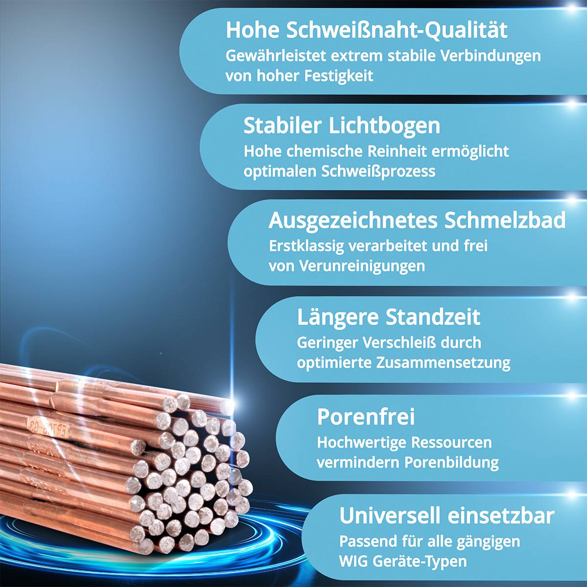 STAHLWERK Schweißstäbe WIG ER70S G3 Stahl Ø 2,4 x 500 mm 2 kg