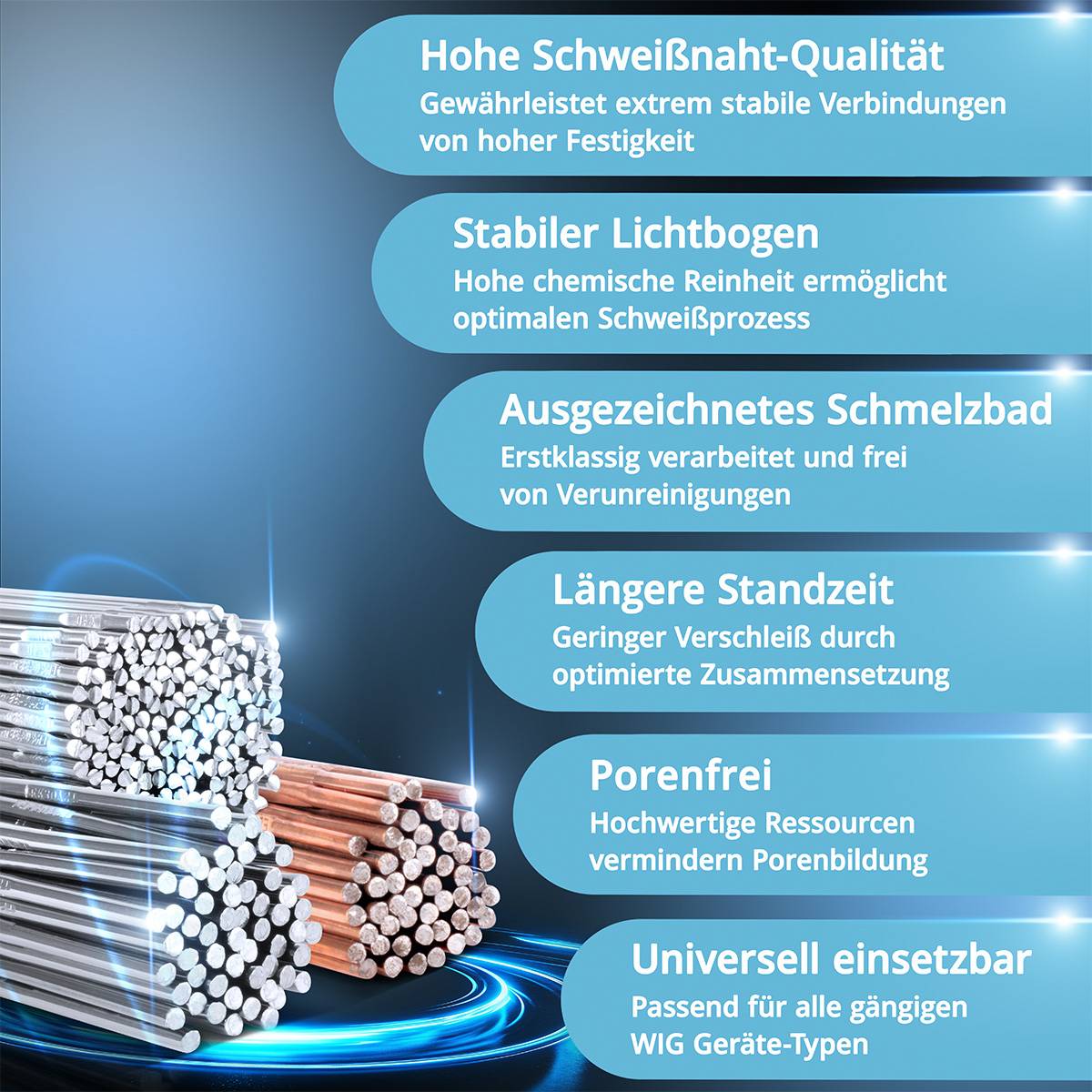 STAHLWERK Schweißstäbe Set ER70S-G3, ER307Si & ER4043Si5 2,5/2,4 x 500 mm je 1kg
