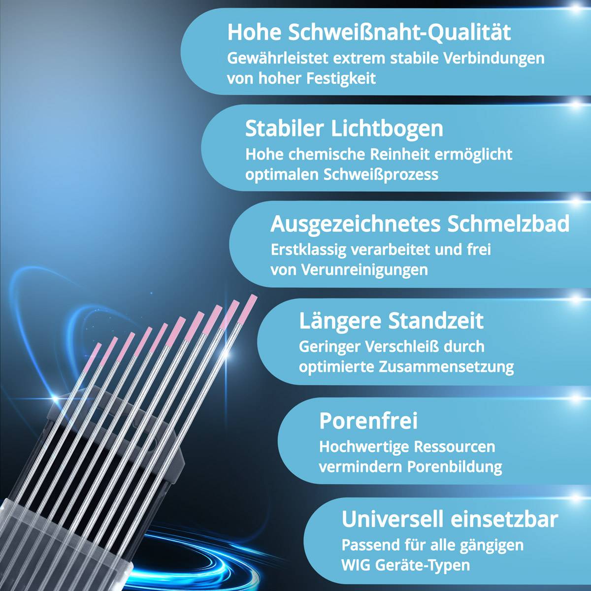 STAHLWERK Wolframelektroden WX Pink 1,6 + 2,4 mm je 5 im praktischen 10er Set