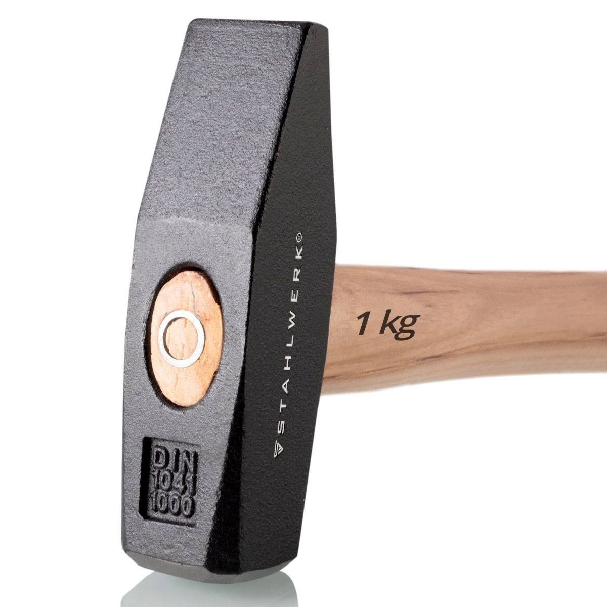 STAHLWERK Hammer Schlosserhammer 1.000 g robuster Kopf aus Stahl, Griff Hickory