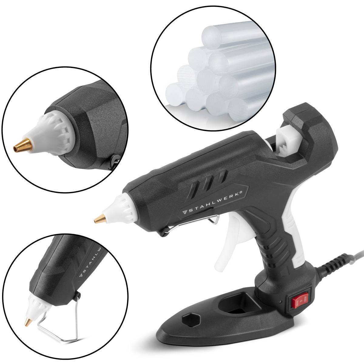 STAHLWERK Heißklebepistole HKP-100DT ST mit Rückschlagventil und 100 Watt