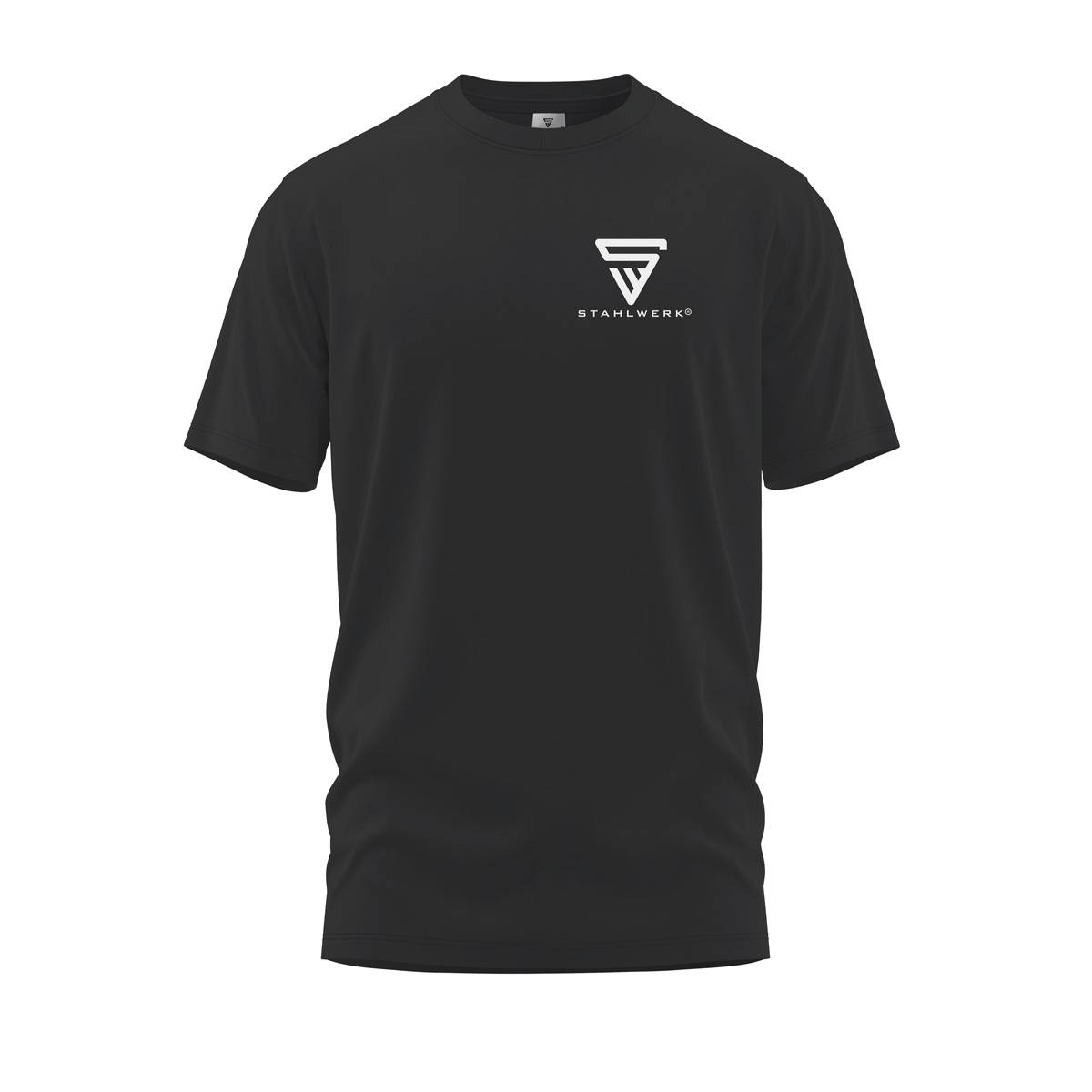 STAHLWERK T-Shirt Schwarz Größe XXL Kurzarm-Hemd mit Logo-Print 100% Baumwolle