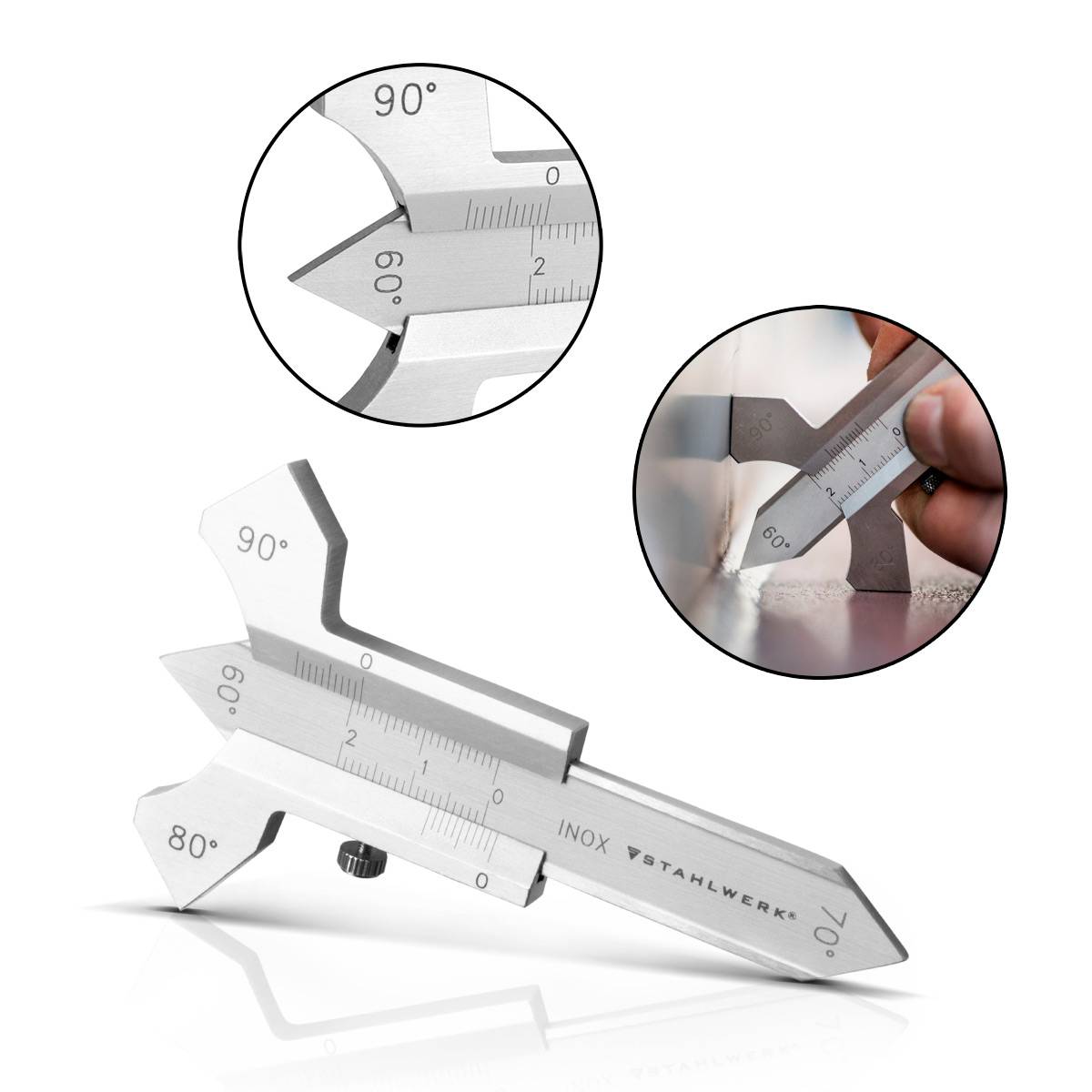 STAHLWERK Schweißnahtlehrefür Schweißnähte mit Schieber 0-20 mm Edelstahl