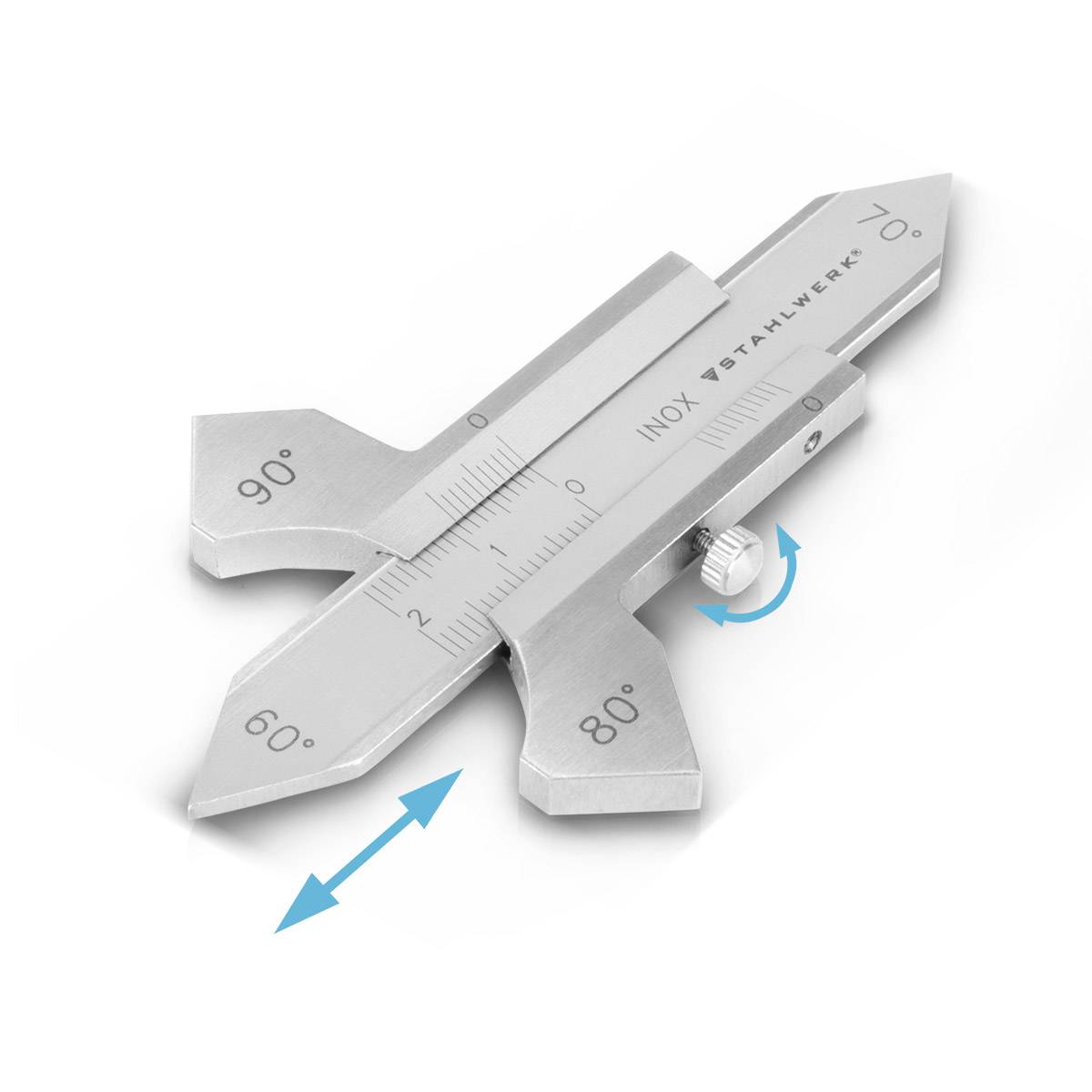 STAHLWERK Schweißnahtlehrefür Schweißnähte mit Schieber 0-20 mm Edelstahl