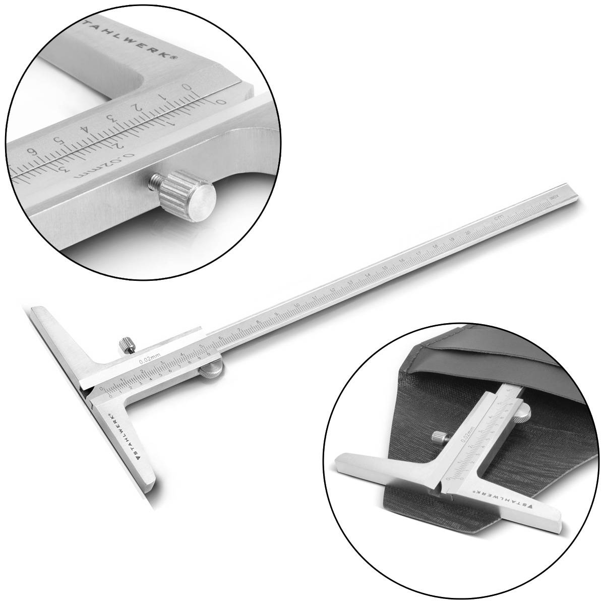 STAHLWERK Tiefenmessschieber 0-200 mm DIN 862 aus rostfreiem Edelstahl