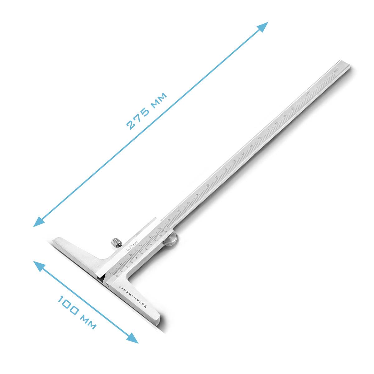 STAHLWERK Tiefenmessschieber 0-200 mm DIN 862 aus rostfreiem Edelstahl