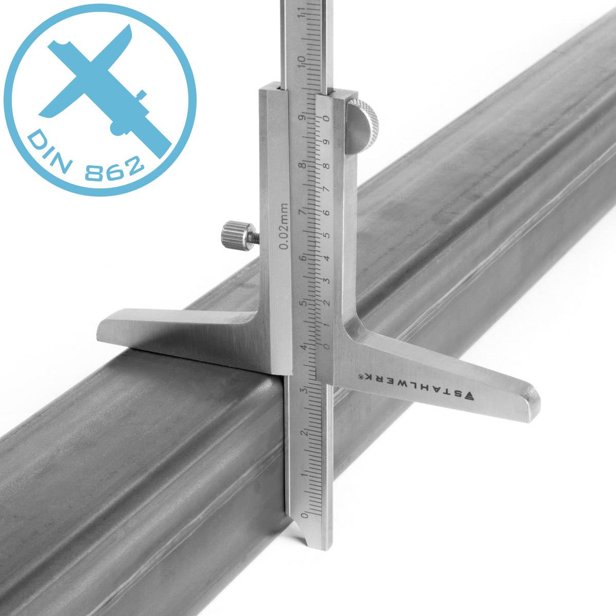 STAHLWERK Tiefenmessschieber 0-200 mm DIN 862 aus rostfreiem Edelstahl